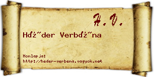 Héder Verbéna névjegykártya